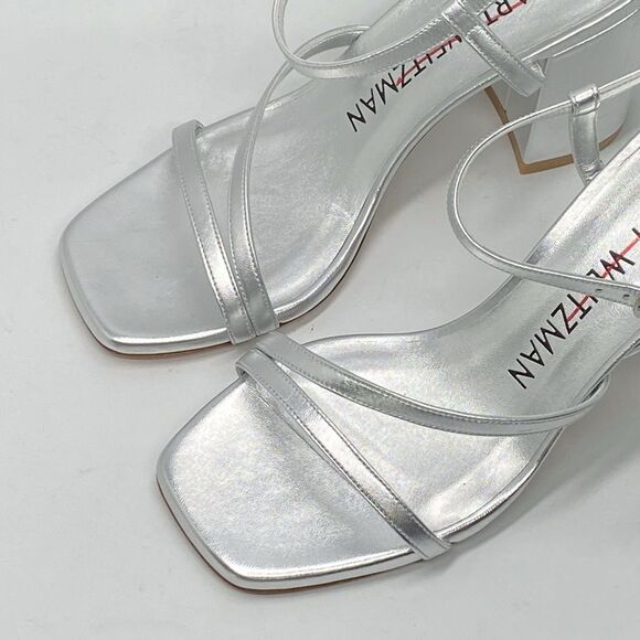 Stuart Weitzman Oasis 85MM Metallic Leather Block-Heel Sandals size 6.5 - Picture 6 of 12
